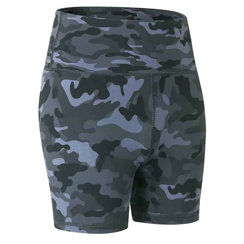 Camouflage Print Stretch Yoga Shorts for Fitness