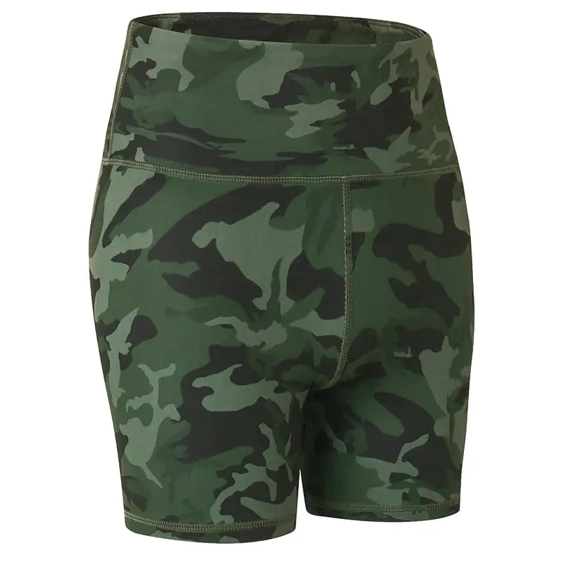 Camouflage Print Stretch Yoga Shorts for Fitness